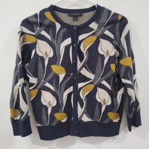 Ann Taylor Womens Cardigan Size Medium Floral Sweater French Paris Old Money